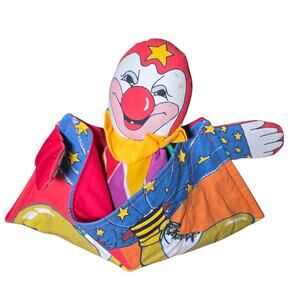 Vintage 1990 Jumpers Clown Doll Jingle Bell Spring Base Shelf Sitter 8" USA